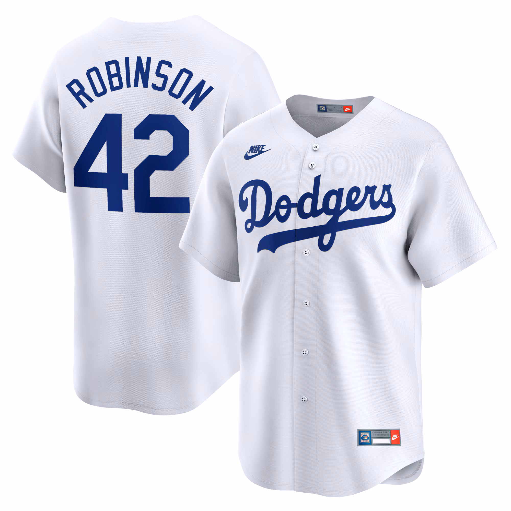 Men's Brooklyn Dodgers Jackie Robinson White Throwback Cooperstown Collection Limited Jersey
