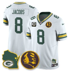 Josh Jacobs #8 Green Bay Packers GB Vapor Limited Jersey - John Madden Patch - All Stitched