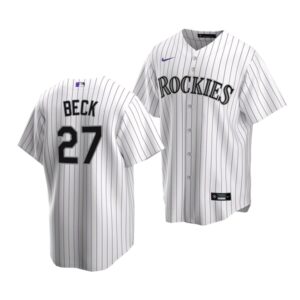 Men's Colorado Rockies #27  Beck 2022 Draft Jersey White Home
