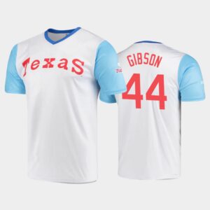 Men's Mitchell And Ness Wordmark White Texas Rangers Cooperstown Collection #44 Kyle Gibson Throwback Jersey