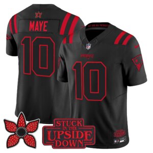 Drake Maye #10 New England Patriots Stranger Things EditionVapor Limited Jersey - All Stitched