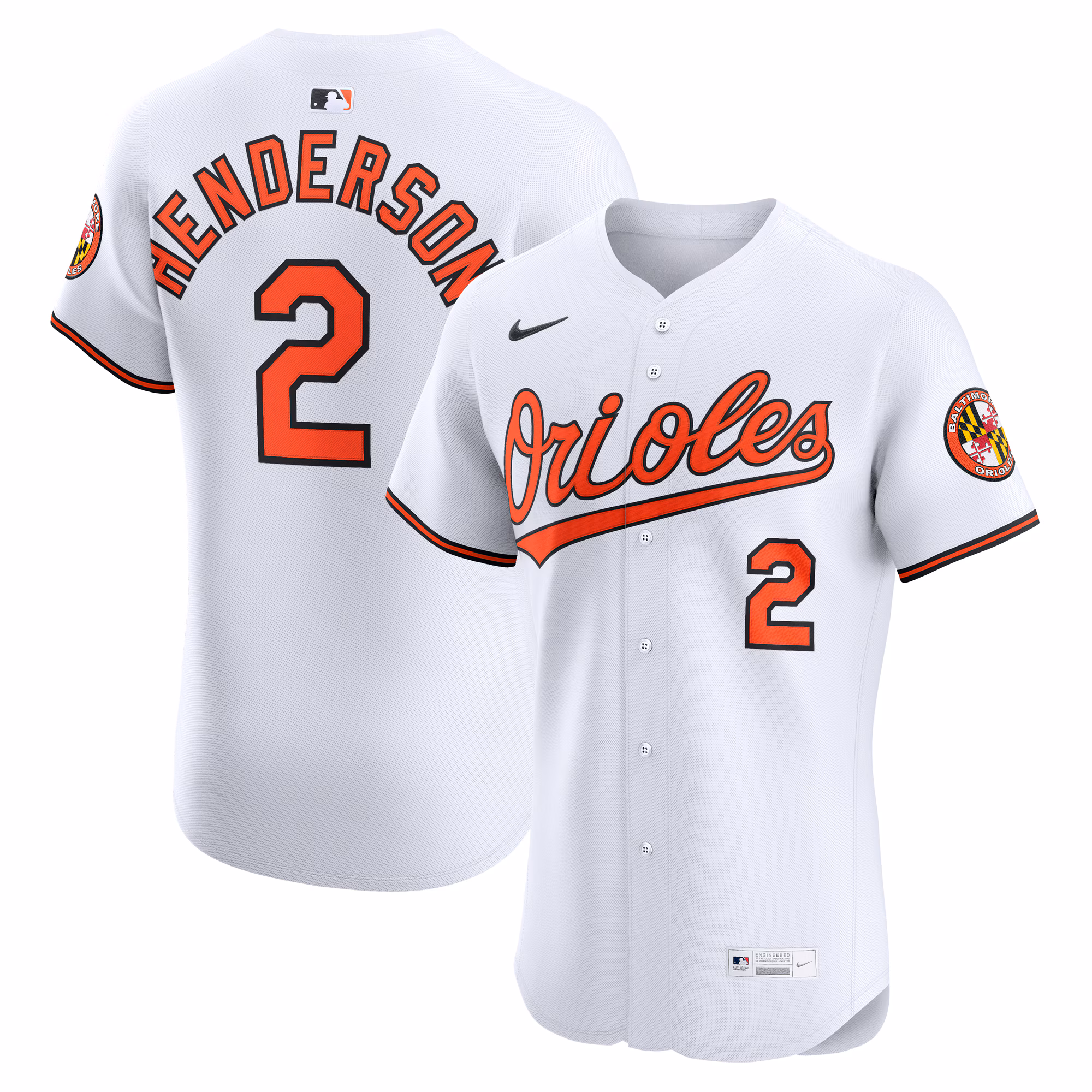 Baltimore Orioles Gunnar Henderson #2 White Home Elite Jersey