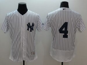 New York Yankees #4 Lou Gehrig White Strip Flexbase Collection Stitched Jersey