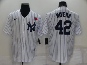 Men's  New York Yankees #42 Mariano Rivera White Cool Base Stitched Jersey