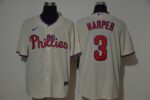 Men's Philadelphia Phillies #3 Bryce Harper Cream Stitched Cool Base  Jersey