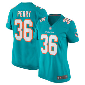 Jamal Perry Miami Dolphins Women's Home Game Player Jersey - Aqua