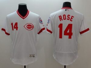 Cincinnati Reds #14 Pete Rose White Flexbase Collection Cooperstown Stitched Jersey