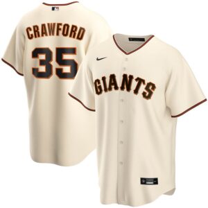 Men's  San Francisco Giants #35 Brandon Crawford Cream Home 2020 Jersey
