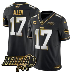 Josh Allen #17 Buffalo Bills BUF 2024 Bills Mafia Patch Gold Vapor Limited Jersey - All Stitched