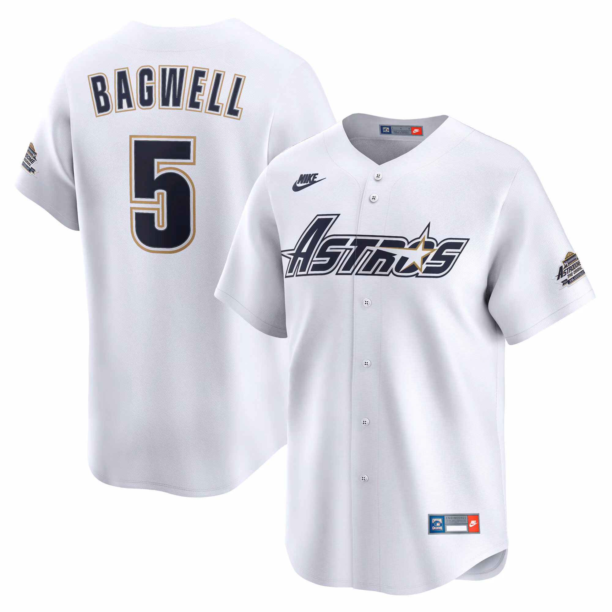 Houston Astros Jeff Bagwell #5 White Throwback Cooperstown Collection Limited Jersey