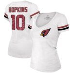 Women's DeAndre Hopkins White Arizona Cardinals Name & Number V-Neck T-Shirt