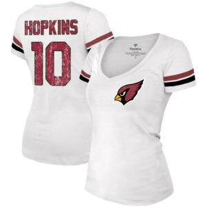 Women's DeAndre Hopkins White Arizona Cardinals Name & Number V-Neck T-Shirt