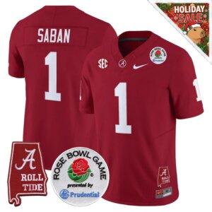 Nick Saban #1 Ncaa BAMA Rose Bowl Patch Vapor Limited Jersey - Alabama Map - All Stitched