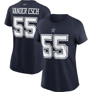 Women's Leighton Vander Esch Navy Dallas Cowboys Name & Number T-Shirt