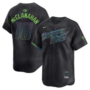 Men's Tampa Bay Rays #18 Shane McClanahan  Charcoal 2024 City Connect Limited Player Jersey