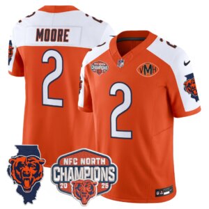 DJ Moore #2 Chicago Bears CHI 2025 NFC North Champions Patch Jersey V2 - All Stitched