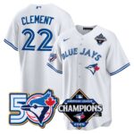 Ernie Clement #22 Toronto Blue Jays 50th American League Champions Jersey Stitched White