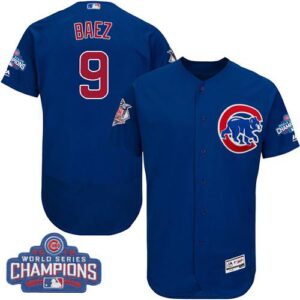 Chicago Cubs #9 Javier Baez Blue Flexbase Collection 2016 World Series Champions Stitched Jersey