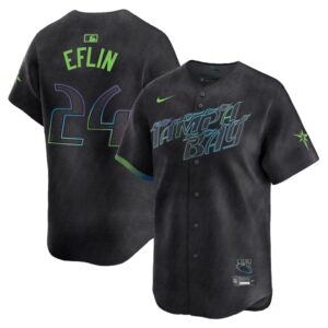 Men's Tampa Bay Rays #24 Zach Eflin  Charcoal 2024 City Connect Limited Jersey
