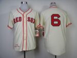 Mitchell And Ness 1946 Boston Red Sox #6 Johnny Pesky Cream Throwback Stitched Jersey