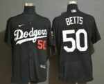 Men's Los Angeles Dodgers #50 Mookie Betts Black Stitched Flex Base  Jersey