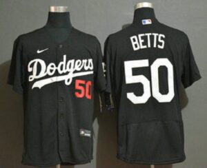 Men's Los Angeles Dodgers #50 Mookie Betts Black Stitched Flex Base  Jersey