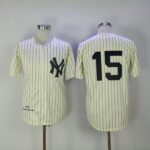 Mitchell And Ness 1969 New York Yankees #15 Thurman Munson Cream Throwback Stitched Jersey