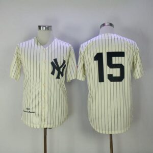 Mitchell And Ness 1969 New York Yankees #15 Thurman Munson Cream Throwback Stitched Jersey