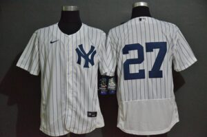 Men's New York Yankees #27 Giancarlo Stanton White Home No Name Stitched Flex Base  Jersey