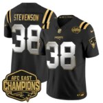 Rhamondre Stevenson #38 New England Patriots 2026 AFC East Champions Gold Vapor Limited Jersey - All Stitched