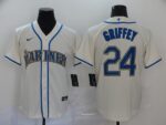 Men's Seattle Mariners #24 Ken Griffey Jr. Cream Stitched Cool Base  Jersey