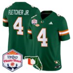 Mark Fletcher Jr. #4 Miami Hurricanes MIA 2026 The Fiesta Bowl & Florida Patch Vapor Limited Jersey - All Stitched