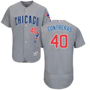Chicago Cubs #40 Willson Contreras Grey Flexbase Collection Road Stitched Jersey