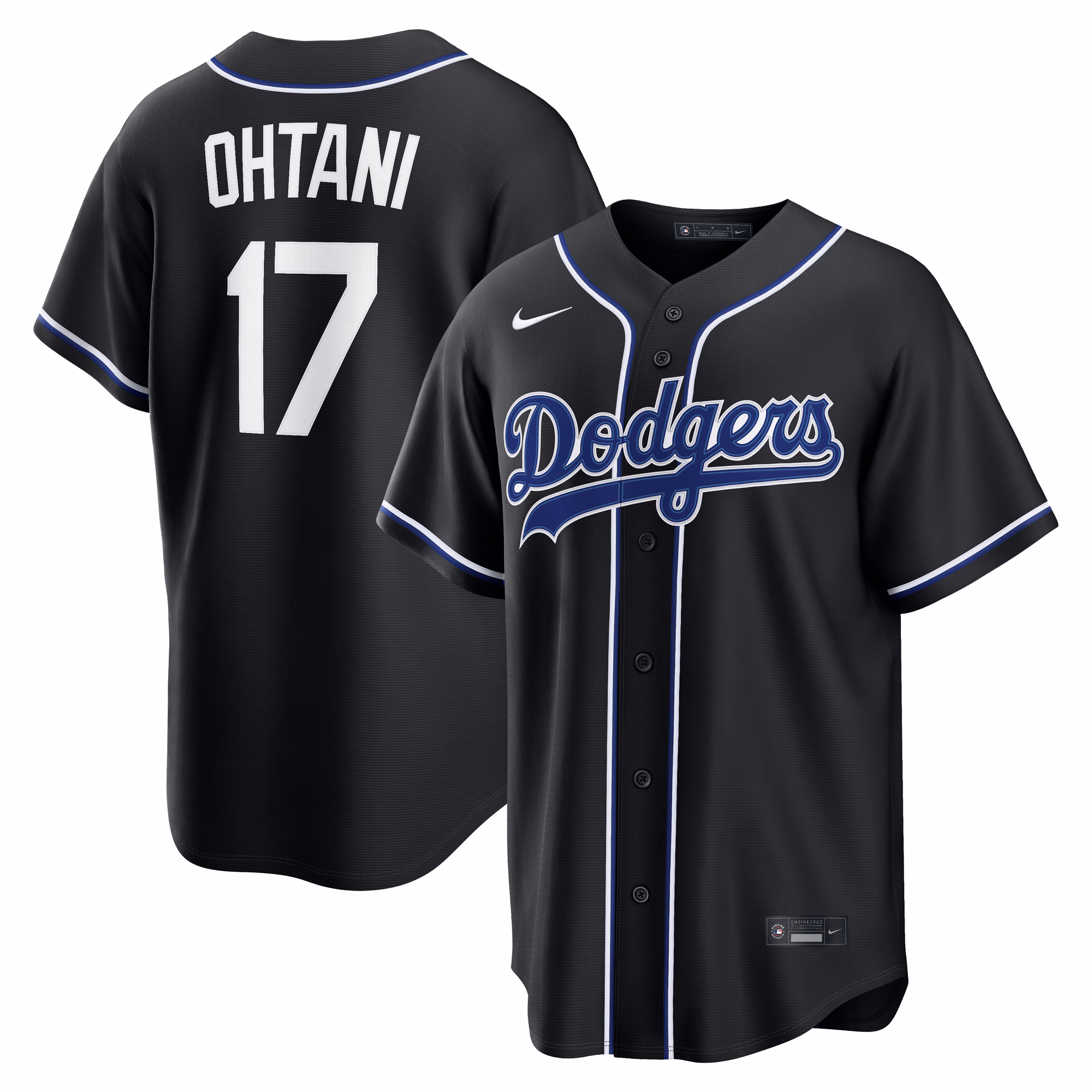 Los Angeles Dodgers Shohei Ohtani #17 Fashion Replica Black Out Jersey