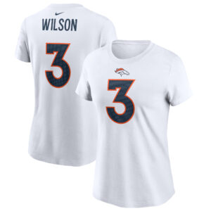 Women's Russell Wilson White Denver Broncos Player Name & Number T-Shirt