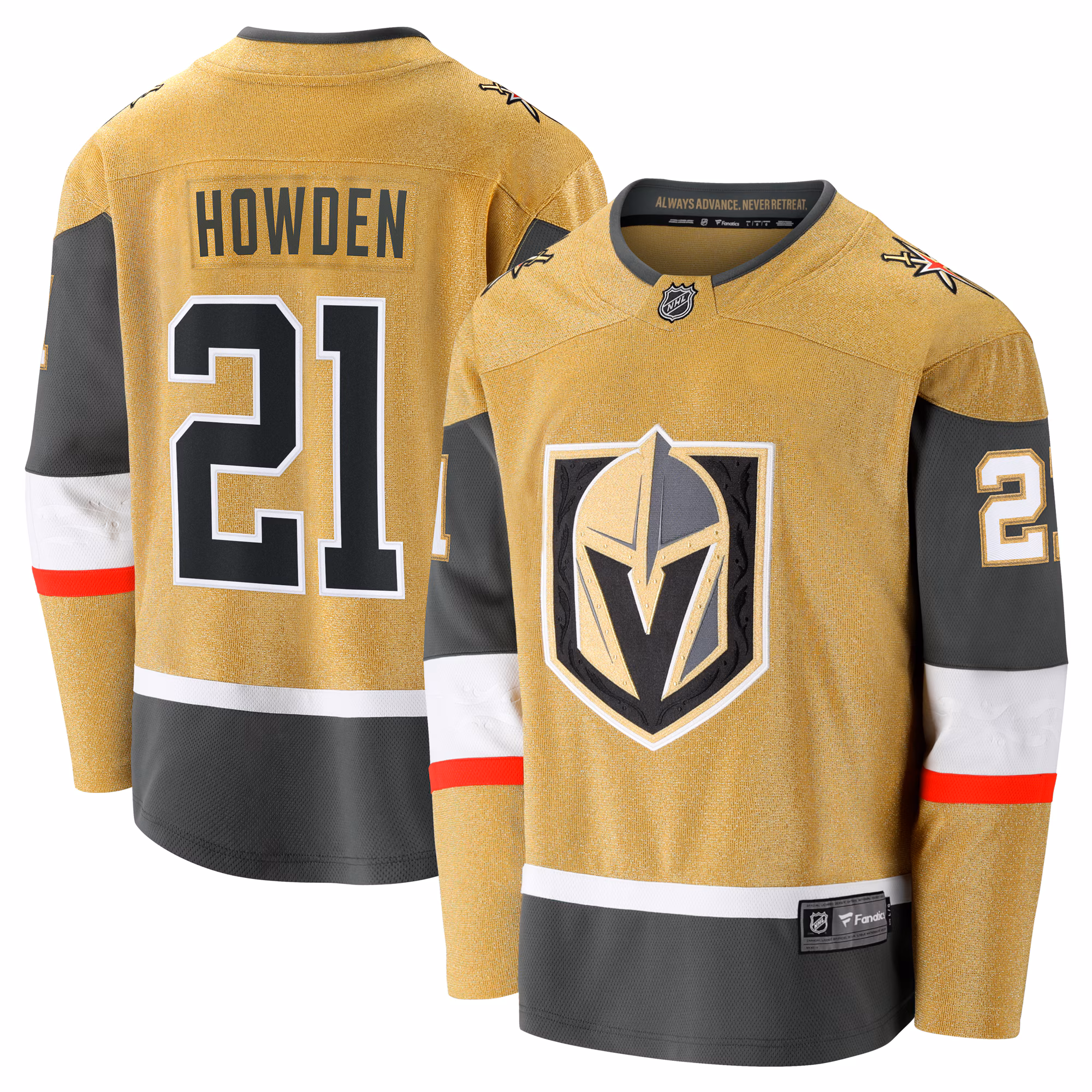 Vegas Golden Knights Brett Howden #21 Fanatics Gold Home Premier Breakaway Player Jersey