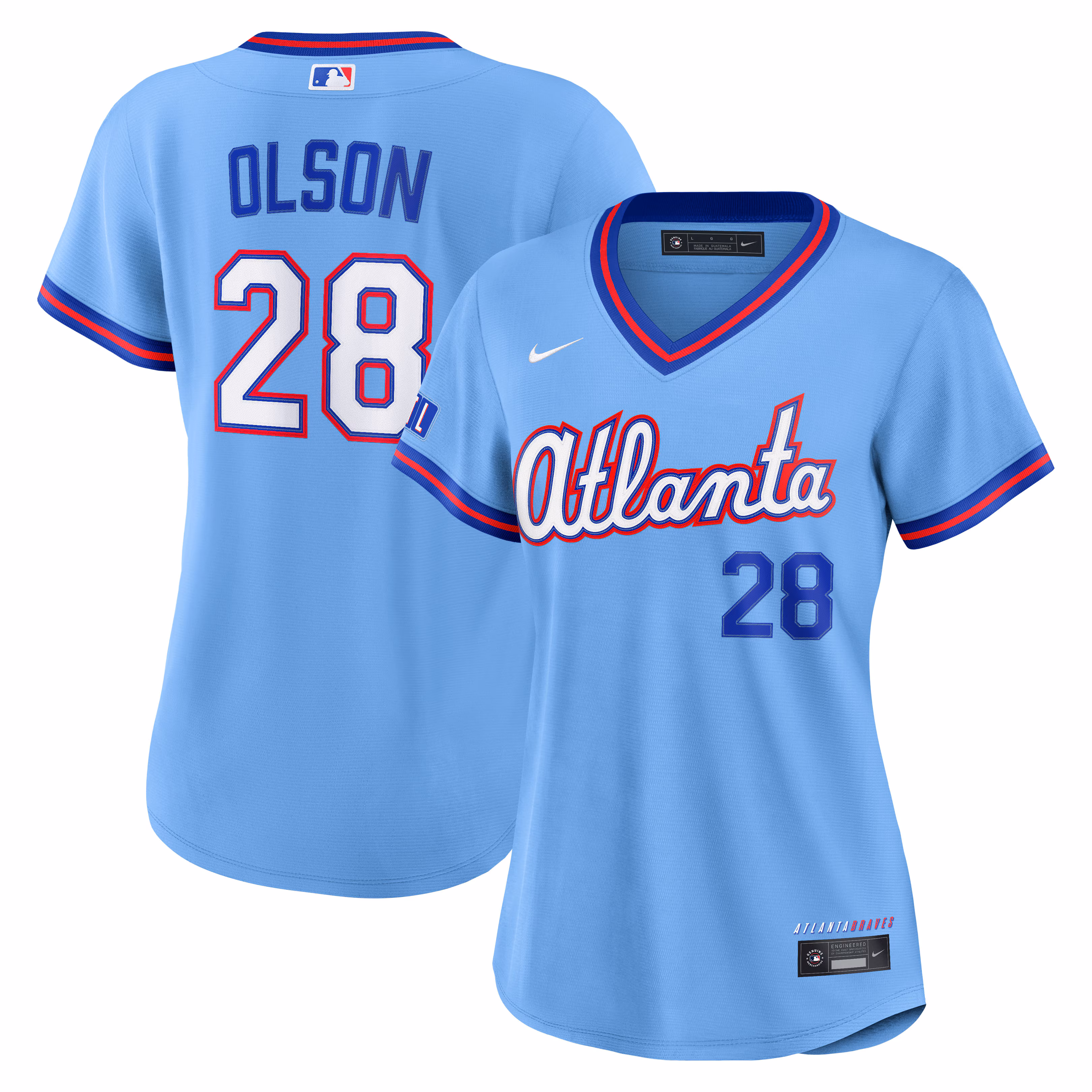 Women's Atlanta Braves Matt Olson #28 Powder Blue 2026 City Connect Stadium Jersey