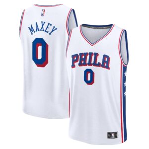 Men's Philadelphia 76ers Tyrese Maxey  White 2023/24 Fast Break Replica Jersey - Association Edition