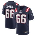 Men's New England Patriots #66 Will Campbell Navy 2025 Draft First Round Pick Game Jersey