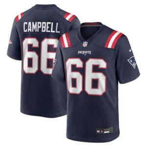 Men's New England Patriots #66 Will Campbell Navy 2025 Draft First Round Pick Game Jersey