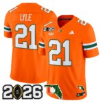 Jordan Lyle #21 Miami Hurricanes MIA 2026 CFP Final & Florida Patch Vapor Limited Jersey - All Stitched