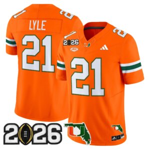 Jordan Lyle #21 Miami Hurricanes MIA 2026 CFP Final & Florida Patch Vapor Limited Jersey - All Stitched