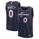 Unisex Philadelphia 76ers Tyrese Maxey  Navy 2023/24 Fast Break Jersey - City Edition