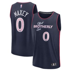 Unisex Philadelphia 76ers Tyrese Maxey  Navy 2023/24 Fast Break Jersey - City Edition