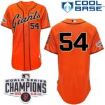 San Francisco Giants #54 Sergio Romo Orange Cool Base W/2014 World Series Champions Patch Stitched Jersey