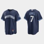 Men's Chicago Cubs #7 Yan Gomes Navy 2021 City Connect Jersey