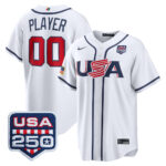 Pick-A-Player #00 USA Baseball 250th Patch 2026 World Baseball Classic Home Stadium Jersey - White