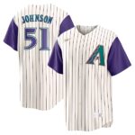 Men's Arizona Diamondbacks #51 Randy Johnson  Cream/Purple Alternate Cooperstown Collection Player Jersey