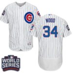 Chicago Cubs #34 Kerry Wood White Flexbase Collection 2016 World Series Bound Stitched Jersey
