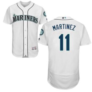Seattle Mariners #11 Edgar Martinez White Flexbase Collection Stitched Jersey